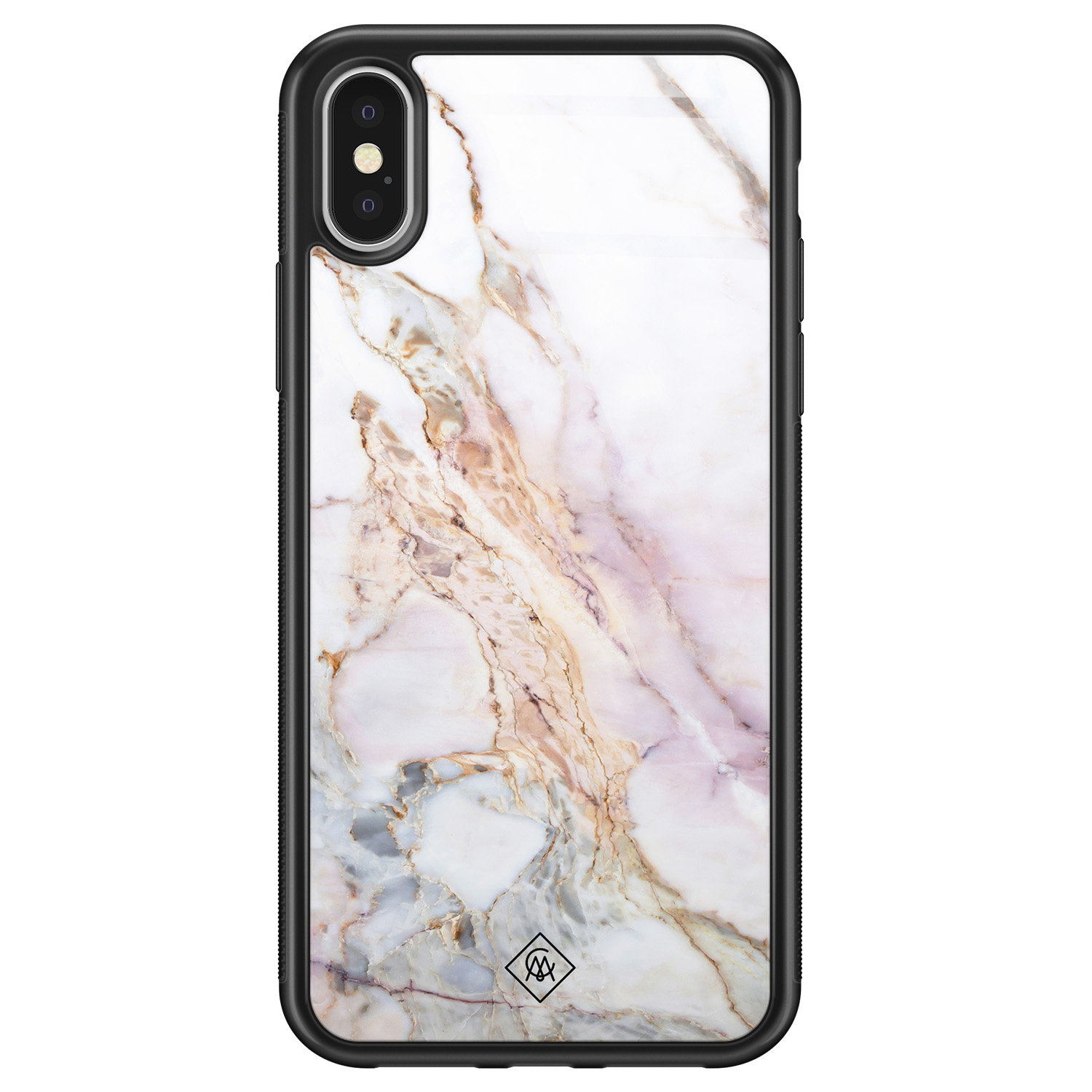 iPhone X/XS glazen hardcase - Parelmoer marmer