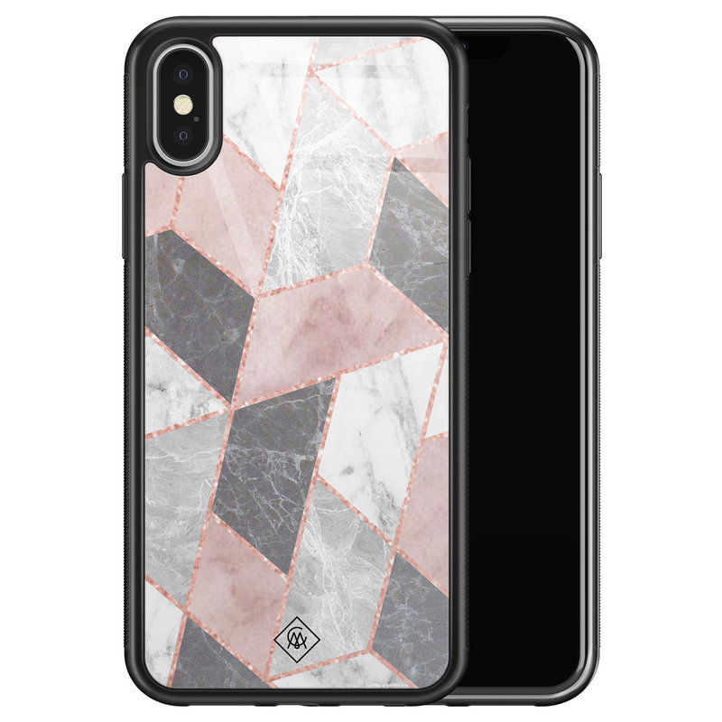 Casimoda iPhone X/XS glazen hardcase - Stone grid