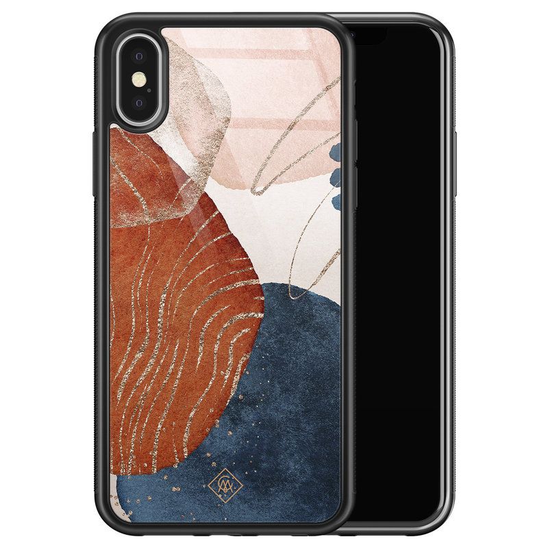 Casimoda iPhone X/XS glazen hardcase - Abstract terracotta