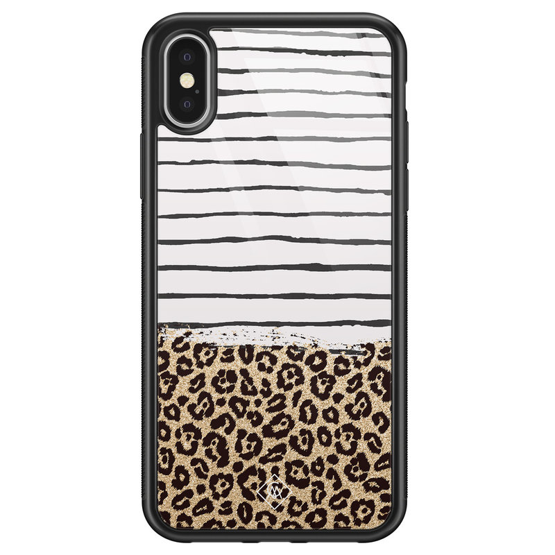 Casimoda iPhone X/XS glazen hardcase - Leopard lines