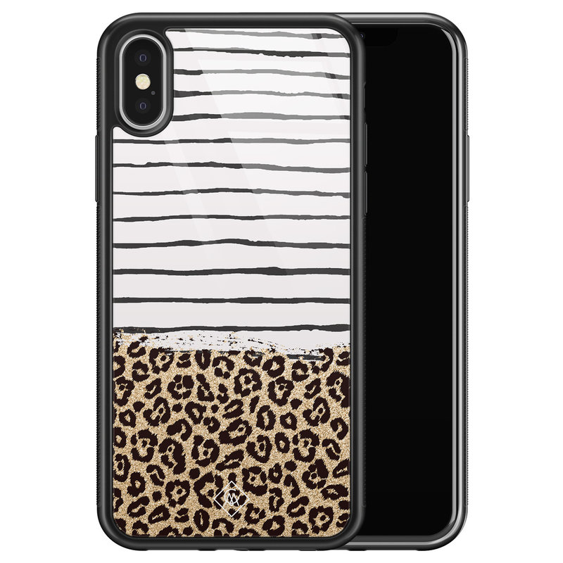 Casimoda iPhone X/XS glazen hardcase - Leopard lines