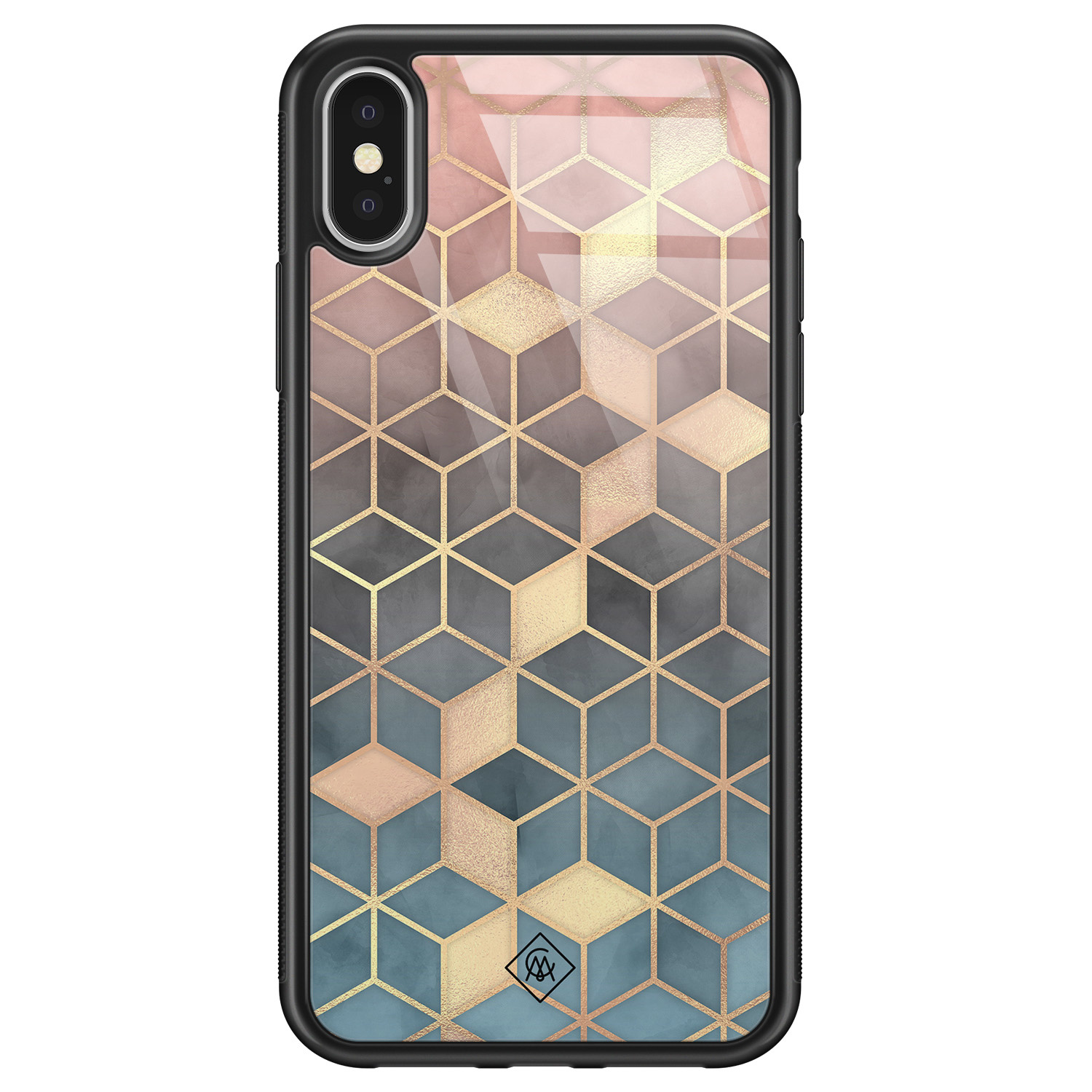 iPhone X XS glazen hardcase Cubes art