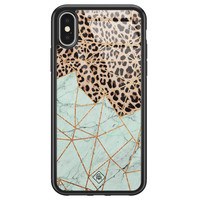 Casimoda iPhone X/XS glazen hardcase - Luipaard marmer mint