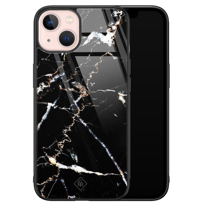 Casimoda iPhone 13 glazen hardcase - Marmer zwart