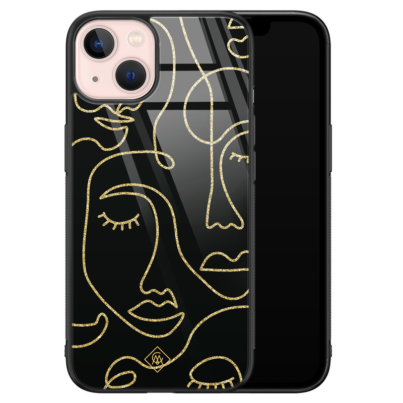 Casimoda iPhone 13 glazen hardcase - Abstract faces