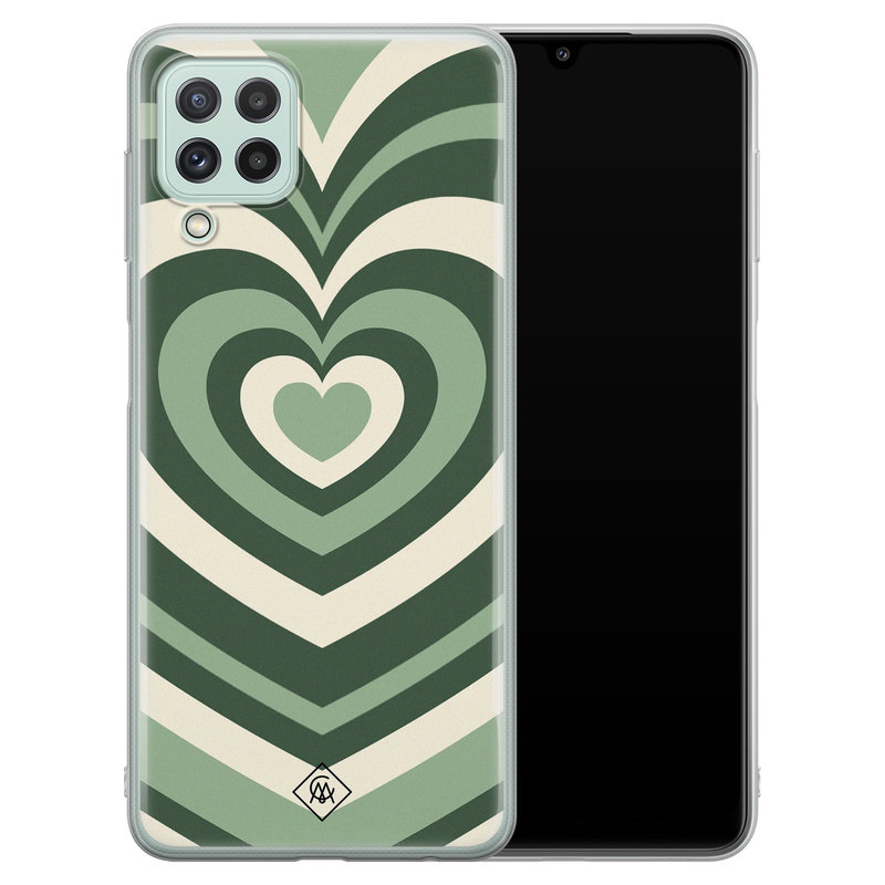 Casimoda Samsung Galaxy A22 4G siliconen hoesje - Hart swirl groen