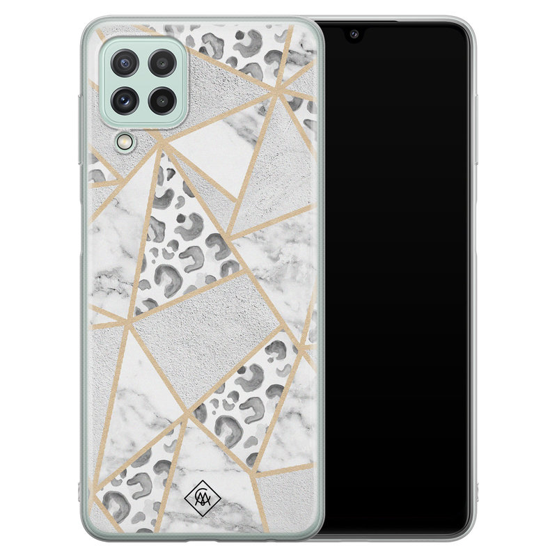 Casimoda Samsung Galaxy A22 4G siliconen hoesje - Stone & leopard print