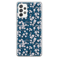 Casimoda Samsung Galaxy A52s siliconen hoesje - Bloemen blauw