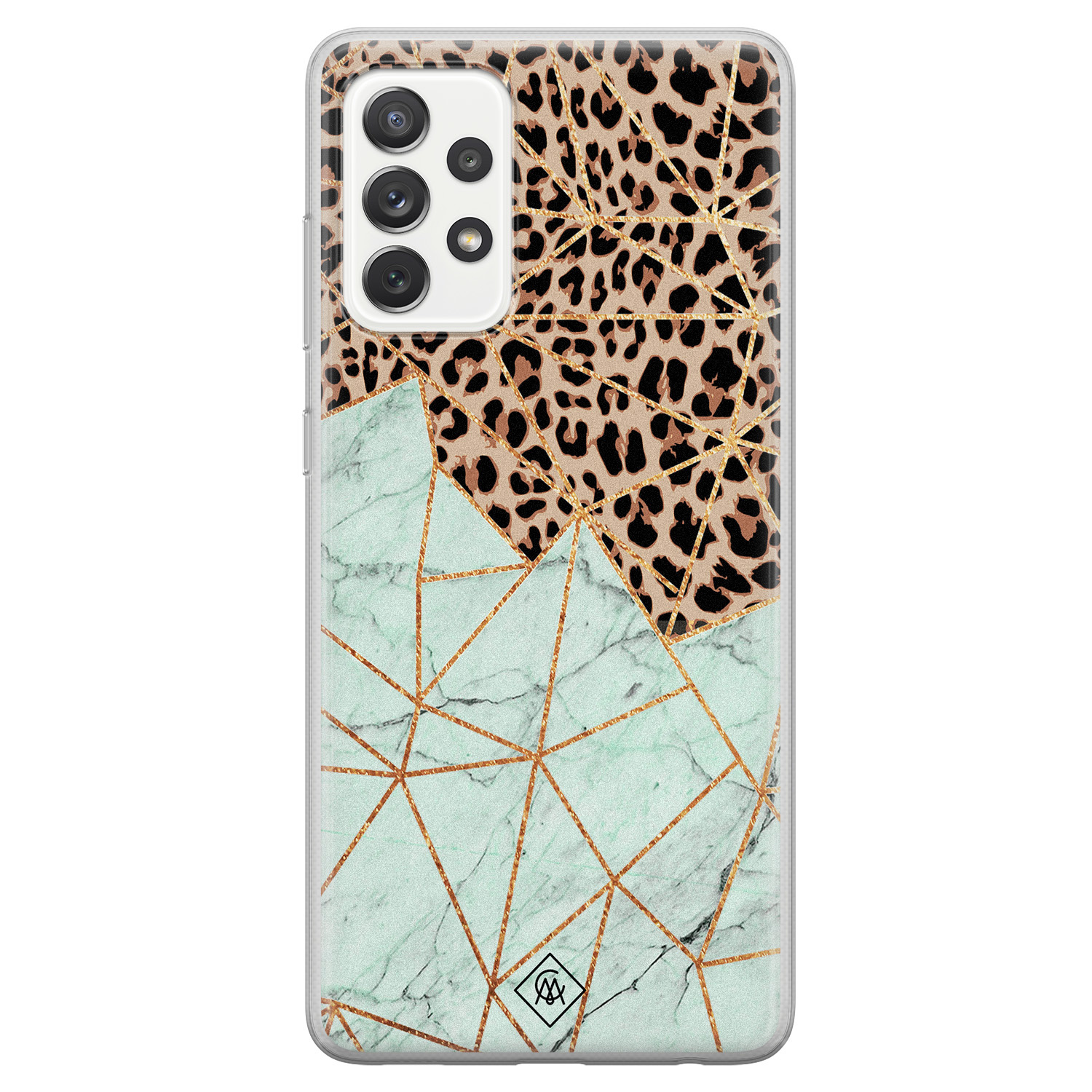 Samsung Galaxy A52s siliconen hoesje Luipaard marmer mint