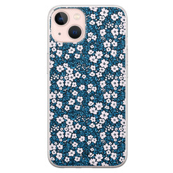 Casimoda iPhone 13 siliconen hoesje - Bloemen blauw