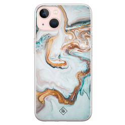 Casimoda iPhone 13 siliconen hoesje - Marmer blauw goud