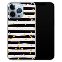 Casimoda iPhone 13 Pro siliconen hoesje - Hart streepjes