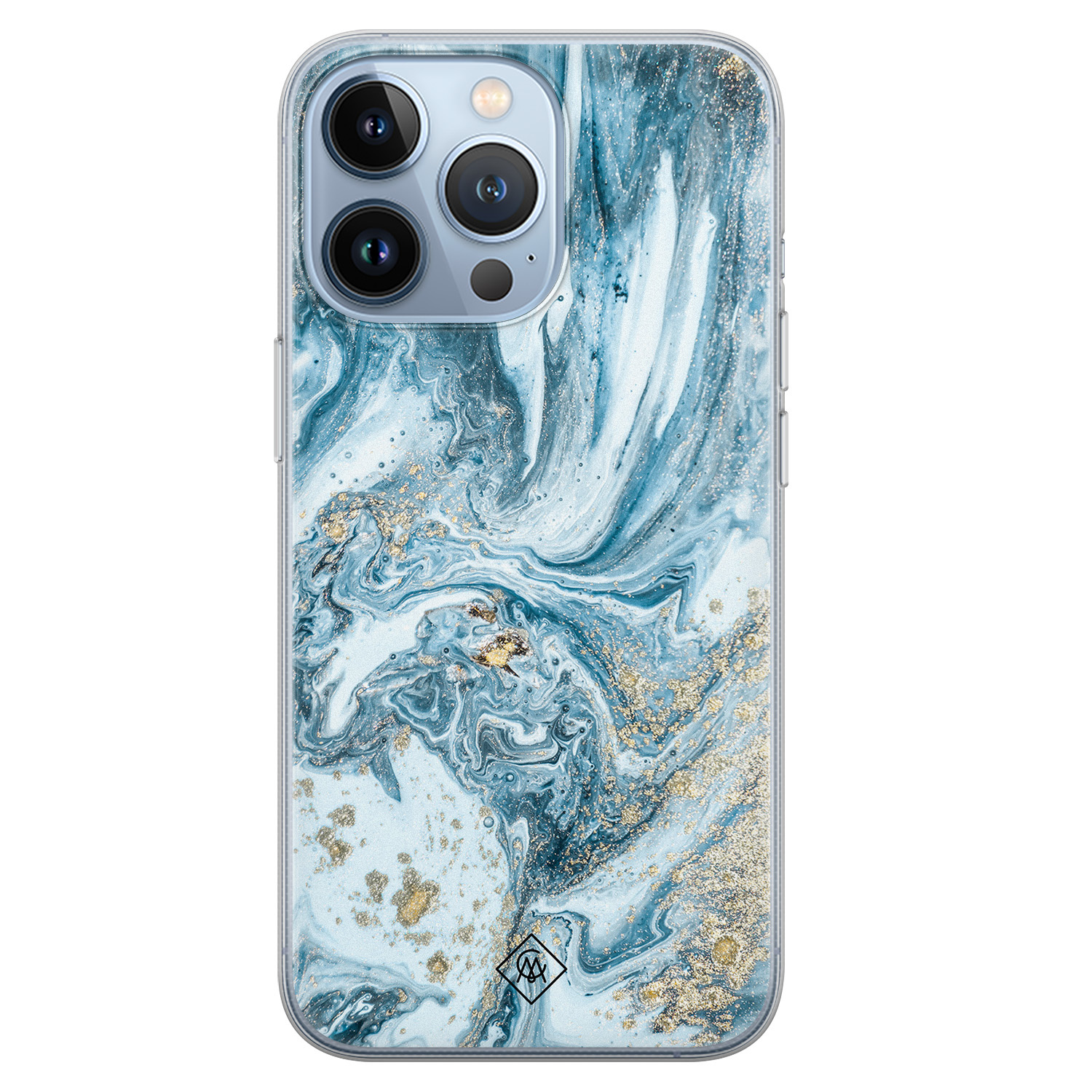 iPhone 13 Pro siliconen hoesje Marble sea