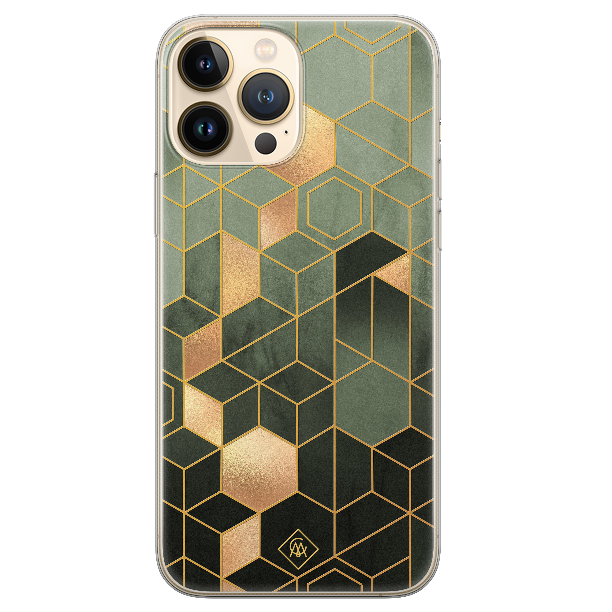 iPhone 13 Pro Max siliconen hoesje Kubus groen