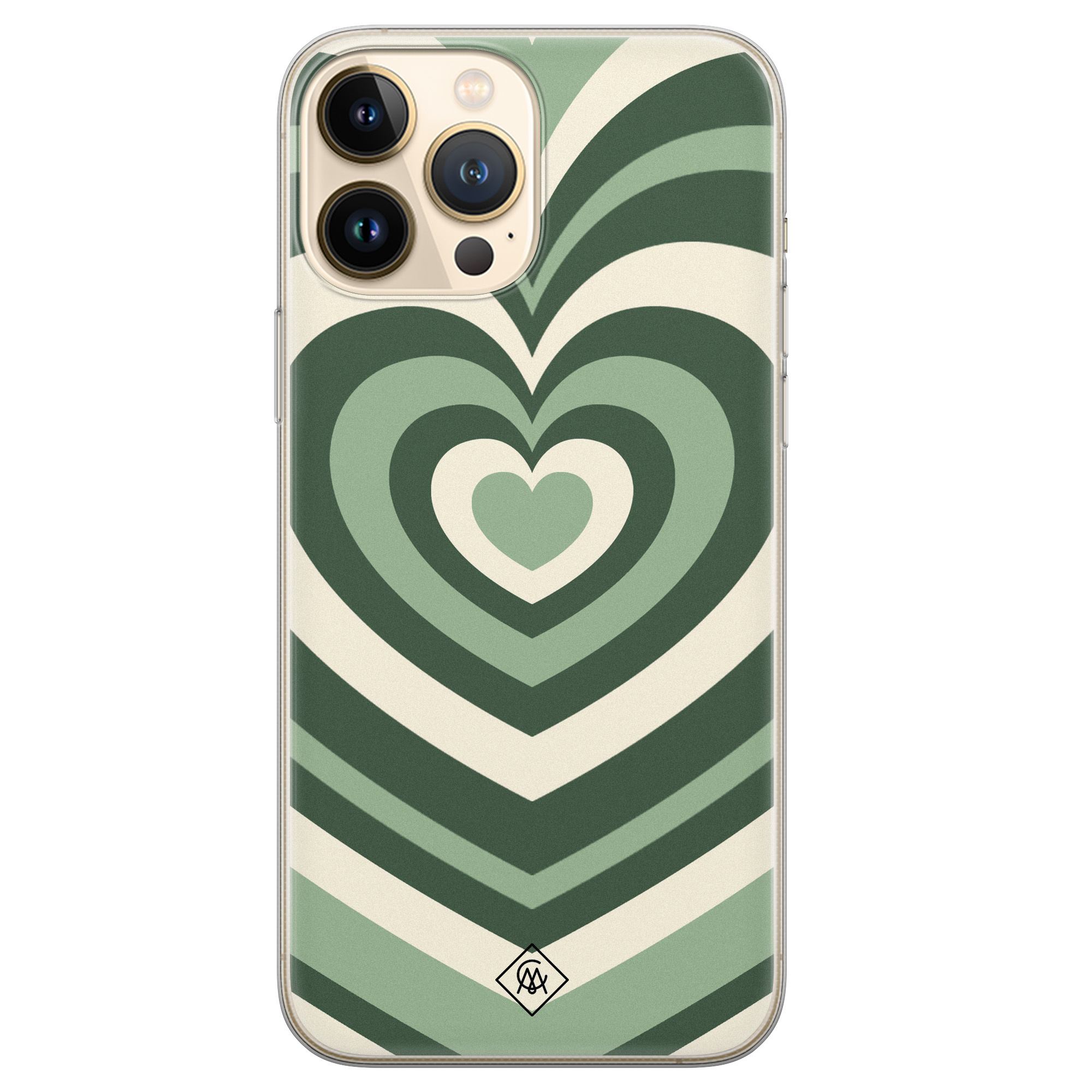 iPhone 13 Pro Max siliconen hoesje Hart swirl groen