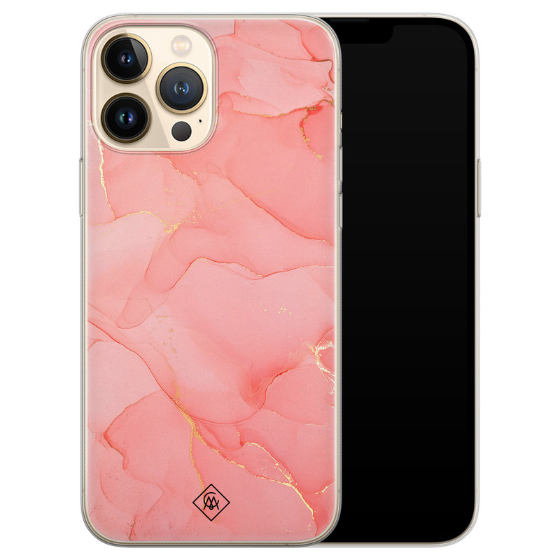Casimoda iPhone 13 Pro Max siliconen hoesje - Marmer roze