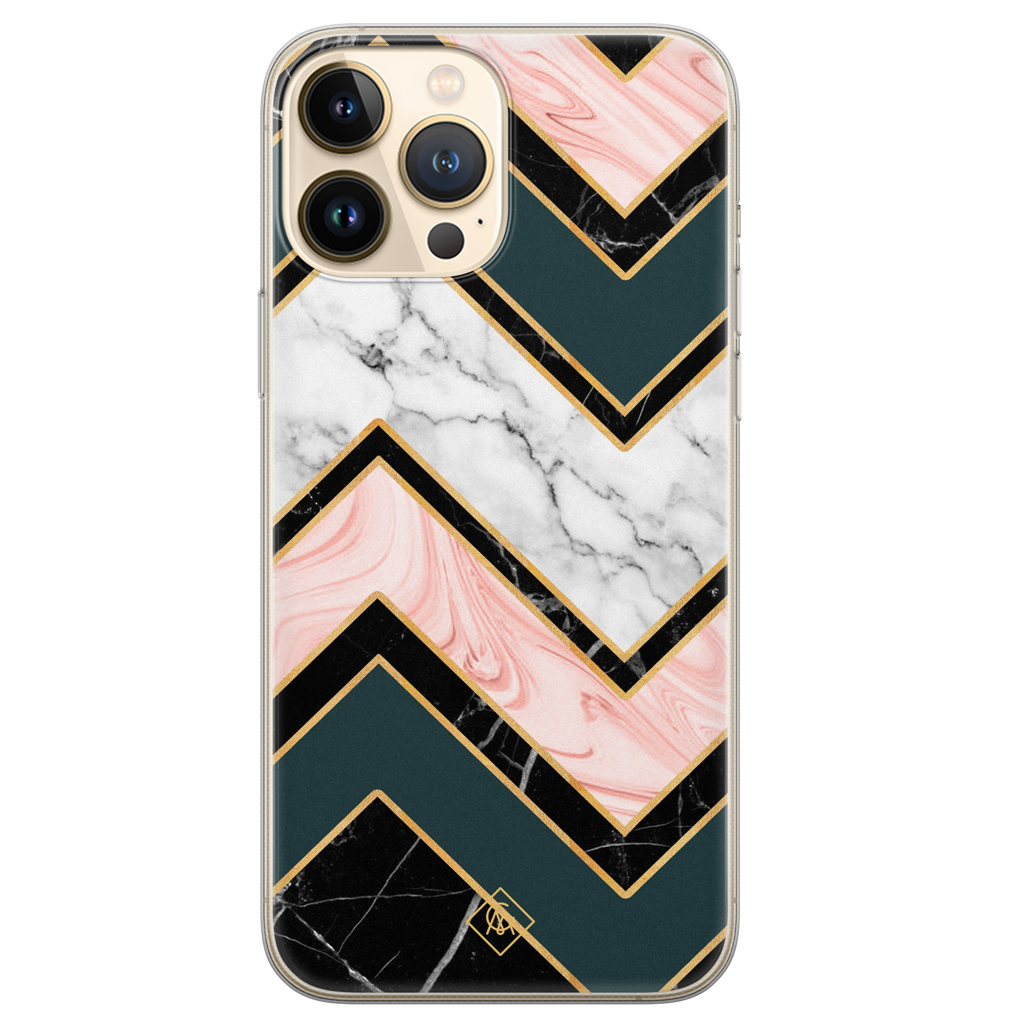 iPhone 13 Pro Max siliconen hoesje Marmer triangles
