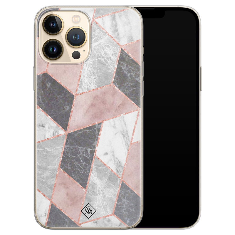 Casimoda iPhone 13 Pro Max siliconen hoesje - Stone grid