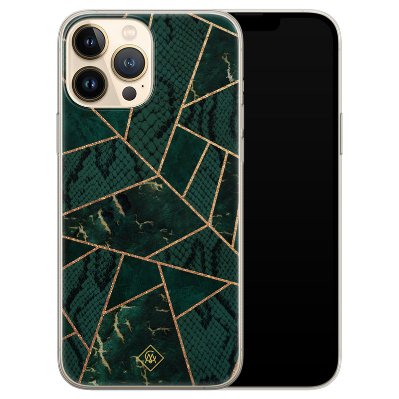 Casimoda iPhone 13 Pro Max siliconen hoesje - Abstract groen