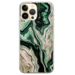 Casimoda iPhone 13 Pro Max siliconen hoesje - Green waves