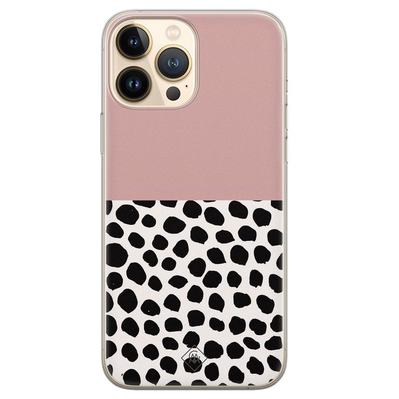 Casimoda iPhone 13 Pro Max siliconen hoesje - Pink dots