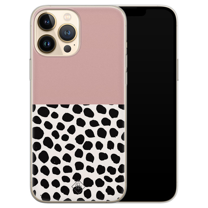 Casimoda iPhone 13 Pro Max siliconen hoesje - Pink dots