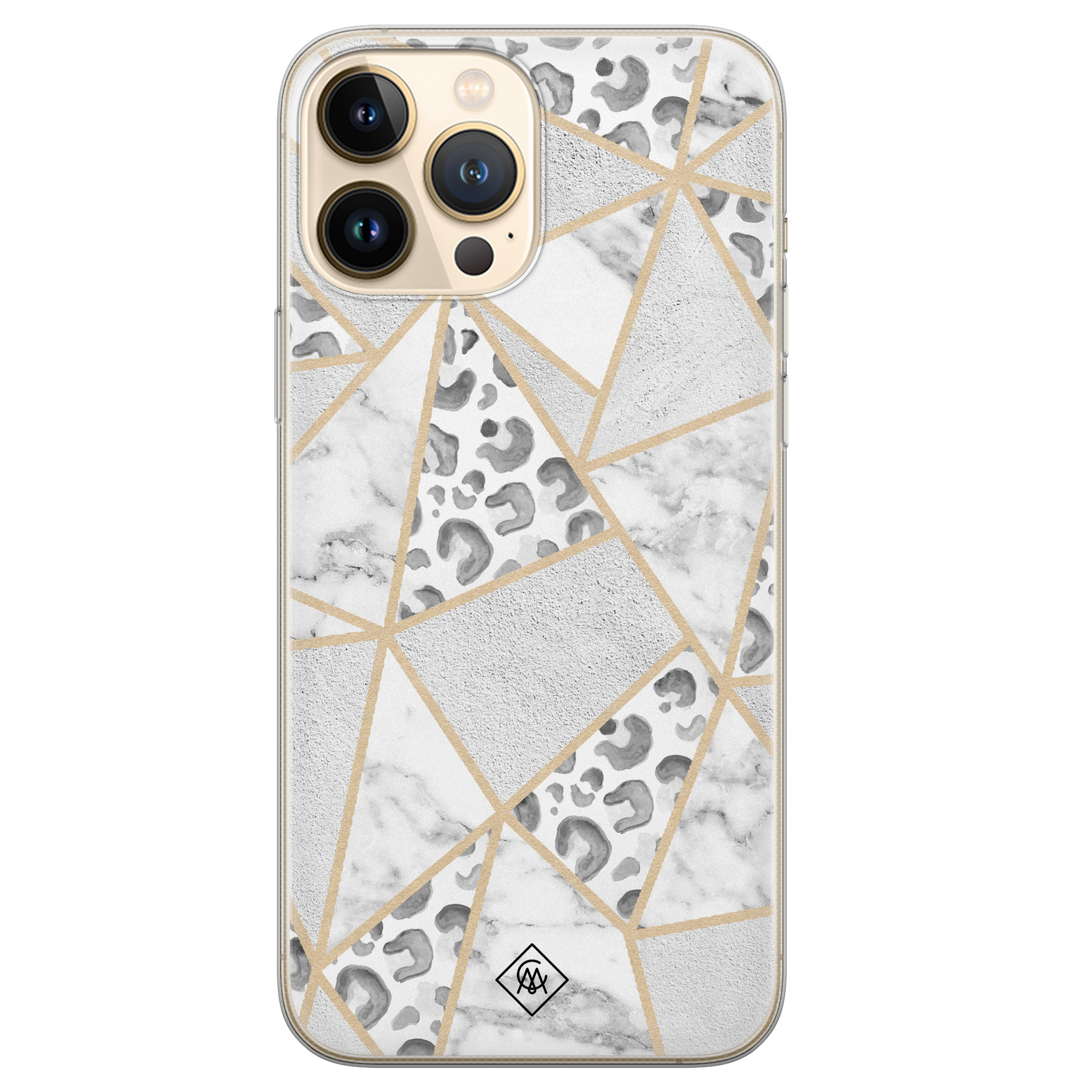 iPhone 13 Pro Max siliconen hoesje Stone leopard print