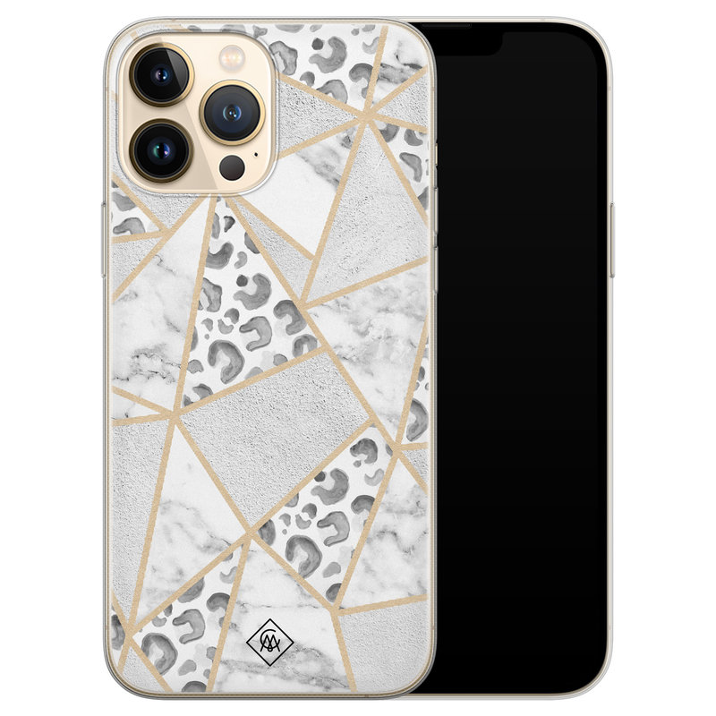 Casimoda iPhone 13 Pro Max siliconen hoesje - Stone & leopard print
