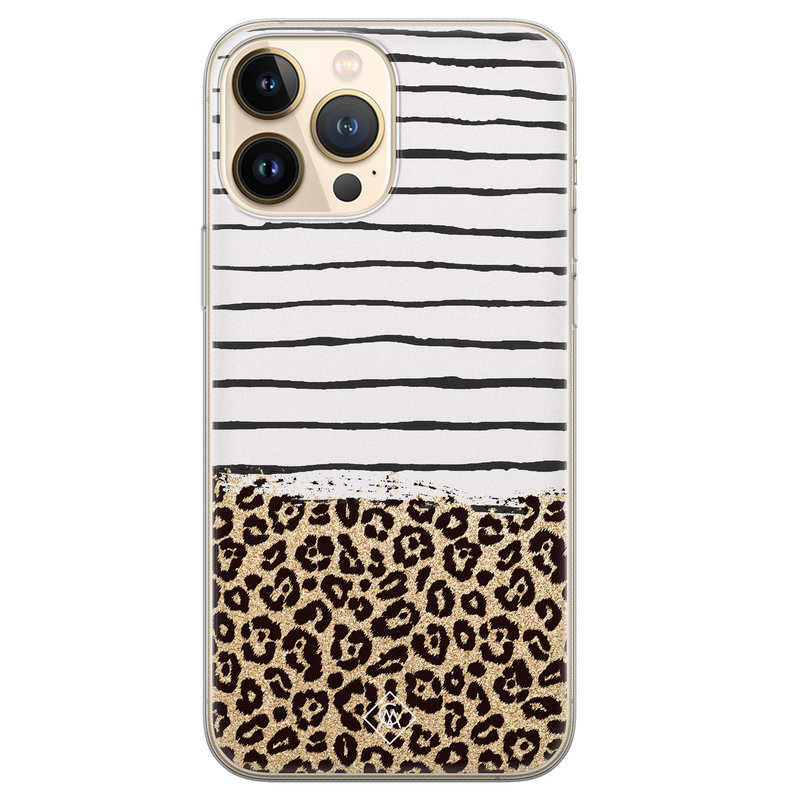 Casimoda iPhone 13 Pro Max siliconen hoesje - Leopard lines