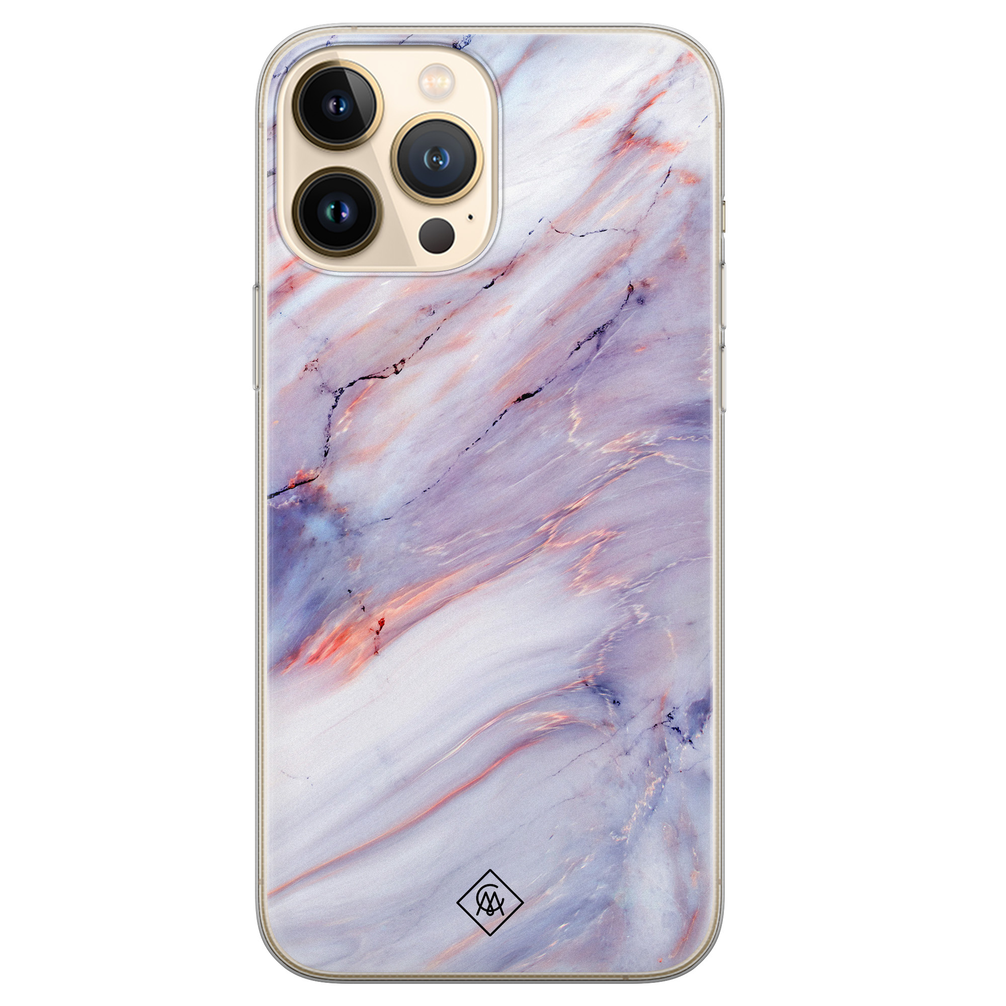 iPhone 13 Pro Max siliconen hoesje Marmer paars