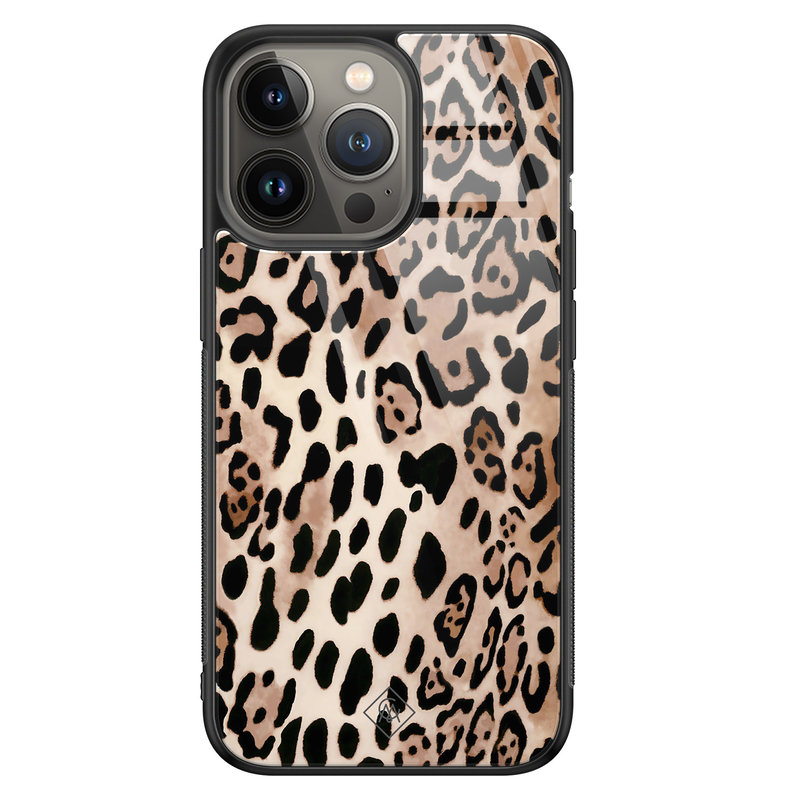 Casimoda iPhone 13 Pro glazen hardcase - Golden wildcat