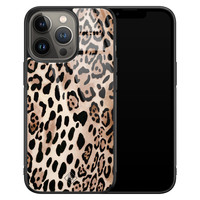 Casimoda iPhone 13 Pro glazen hardcase - Golden wildcat