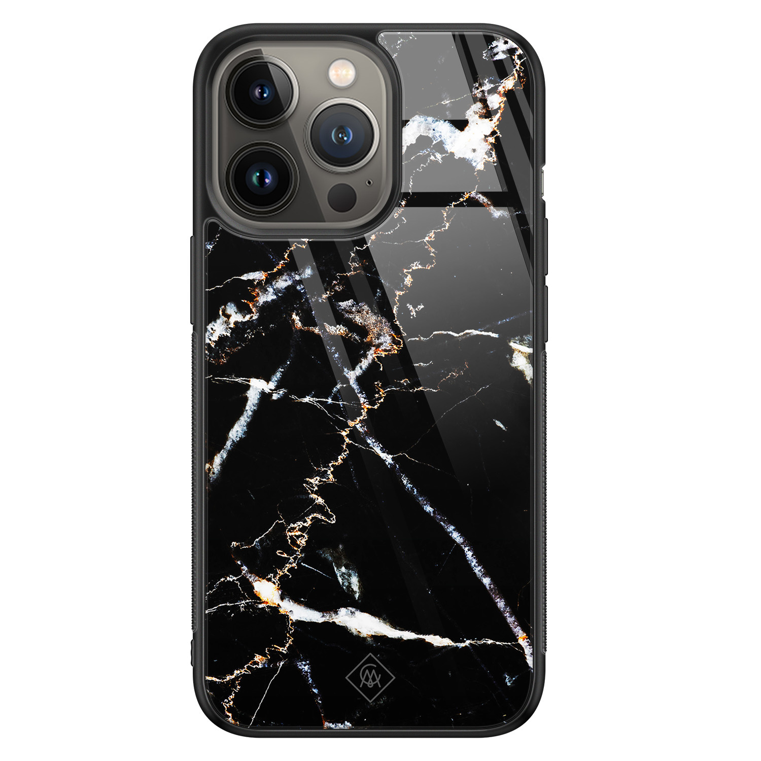 iPhone 13 Pro glazen hardcase - Marmer zwart