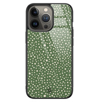 Casimoda iPhone 13 Pro glazen hardcase - Green dots