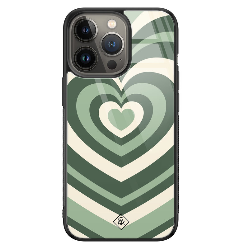 Casimoda iPhone 13 Pro glazen hardcase - Hart swirl groen