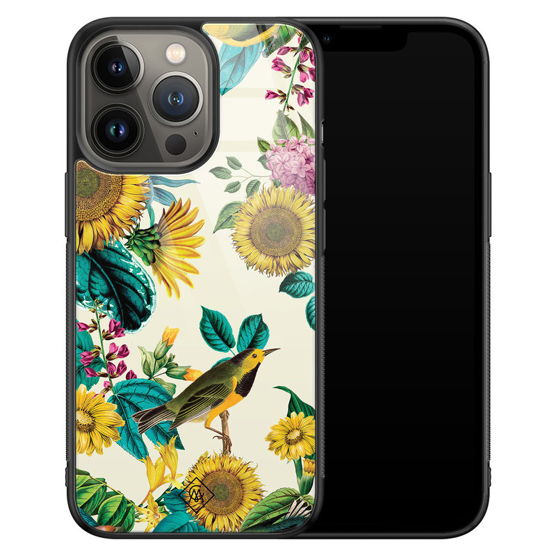 Casimoda iPhone 13 Pro glazen hardcase - Sunflowers