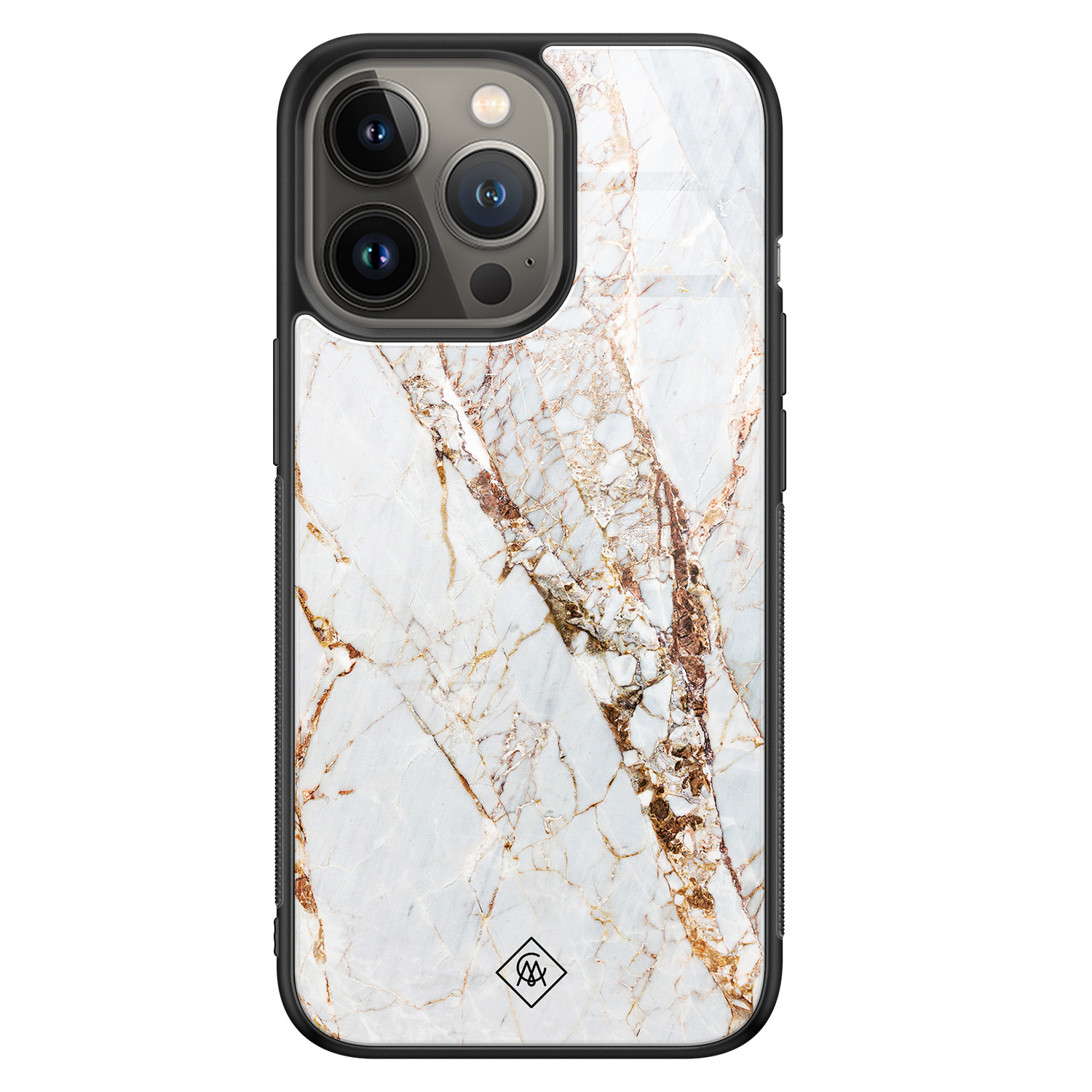 iPhone 13 Pro glazen hardcase - Marmer goud