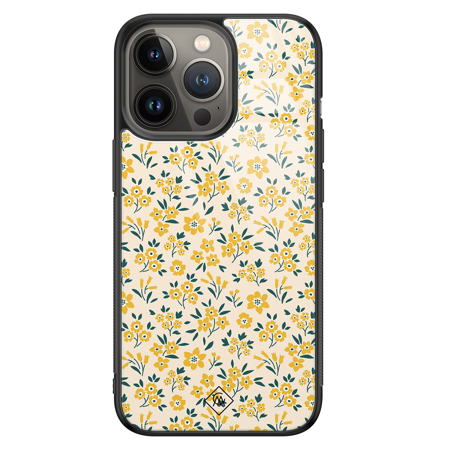 iPhone 13 Pro glazen hardcase - Yellow garden