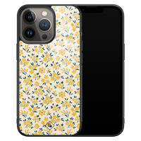 Casimoda iPhone 13 Pro glazen hardcase - Yellow garden