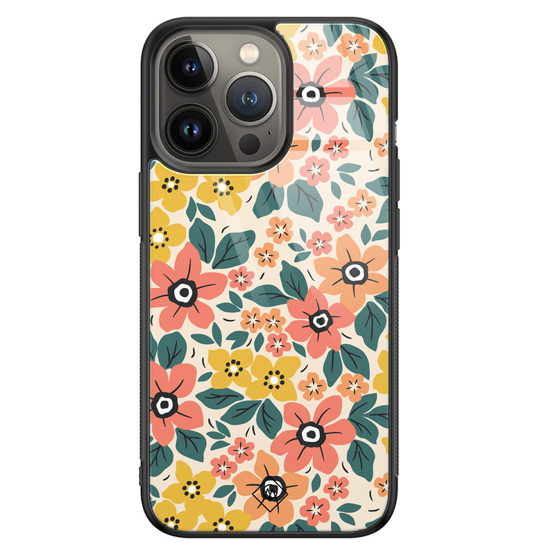 Casimoda iPhone 13 Pro glazen hardcase - Blossom