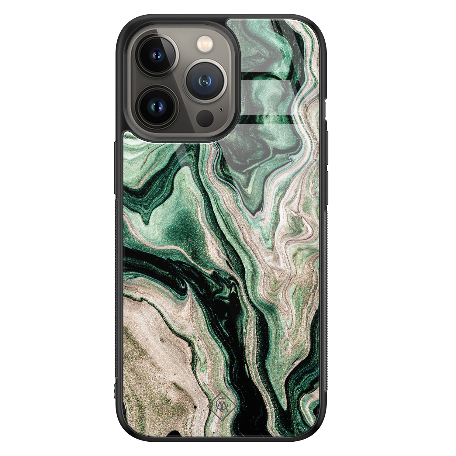 iPhone 13 Pro glazen hardcase Green waves