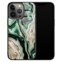 Casimoda iPhone 13 Pro glazen hardcase - Green waves