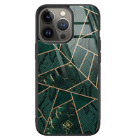 Casimoda iPhone 13 Pro glazen hardcase - Abstract groen