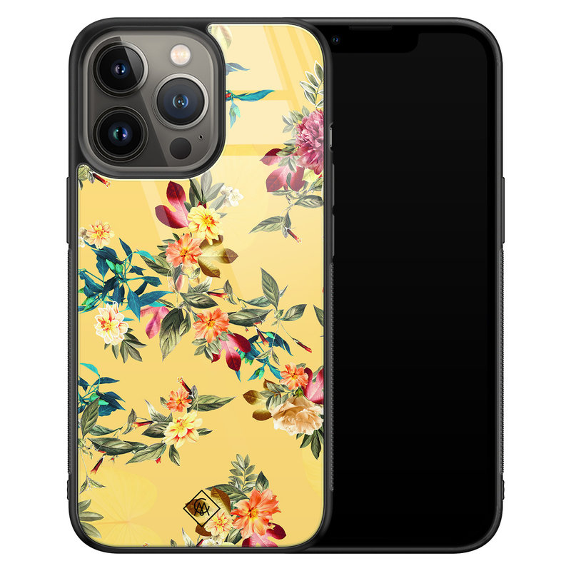 Casimoda iPhone 13 Pro glazen hardcase - Florals for days