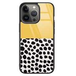 Casimoda iPhone 13 Pro glazen hardcase - Abstract geel