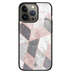 Casimoda iPhone 13 Pro glazen hardcase - Stone grid