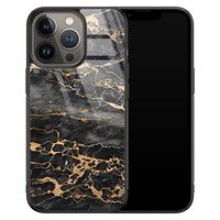 Casimoda iPhone 13 Pro glazen hardcase - Marmer grijs brons
