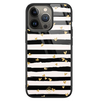 Casimoda iPhone 13 Pro glazen hardcase - Hart streepjes