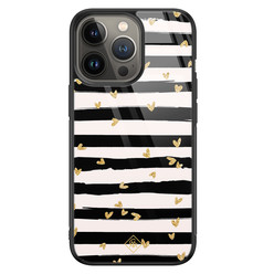 Casimoda iPhone 13 Pro glazen hardcase - Hart streepjes