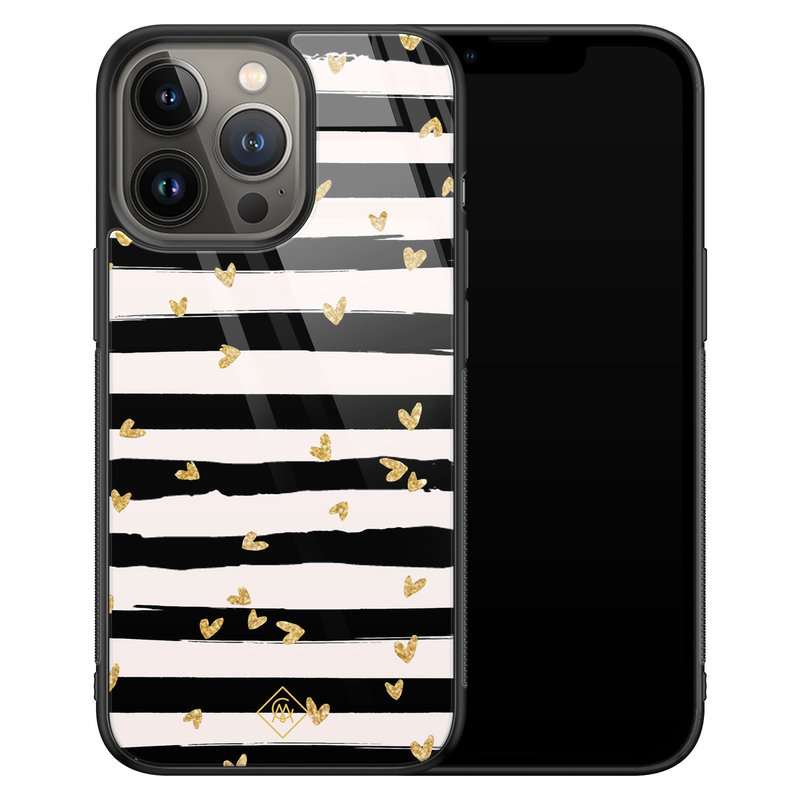 Casimoda iPhone 13 Pro glazen hardcase - Hart streepjes